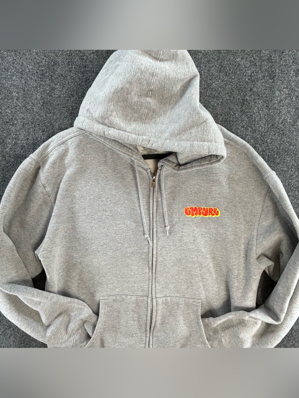 Empyre Full Zip Hoodie Sweatshirt Men's XL Gray Graffiti Logo Streetwear Grunge